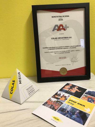 Colas Hrvatska dobitnik certifikata A++